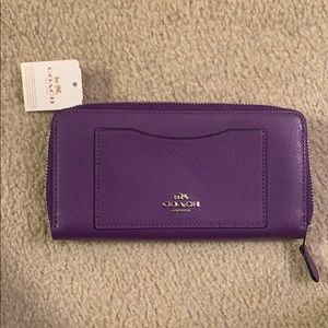 purple coach wallet
